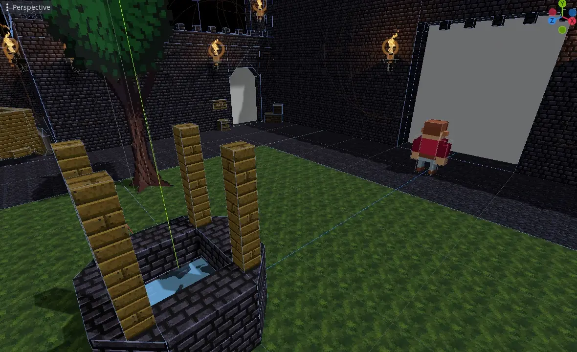 MMO courtyard well & tree